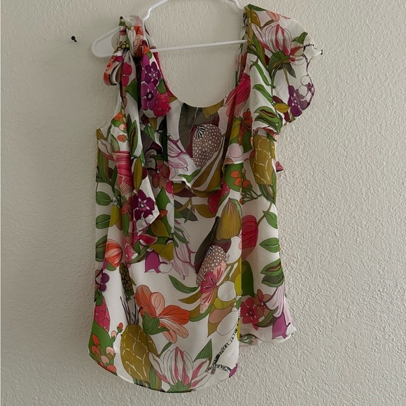 Trina Turk | Magnolia Floral Printed Silk Blouse size XL - Picture 2 of 9